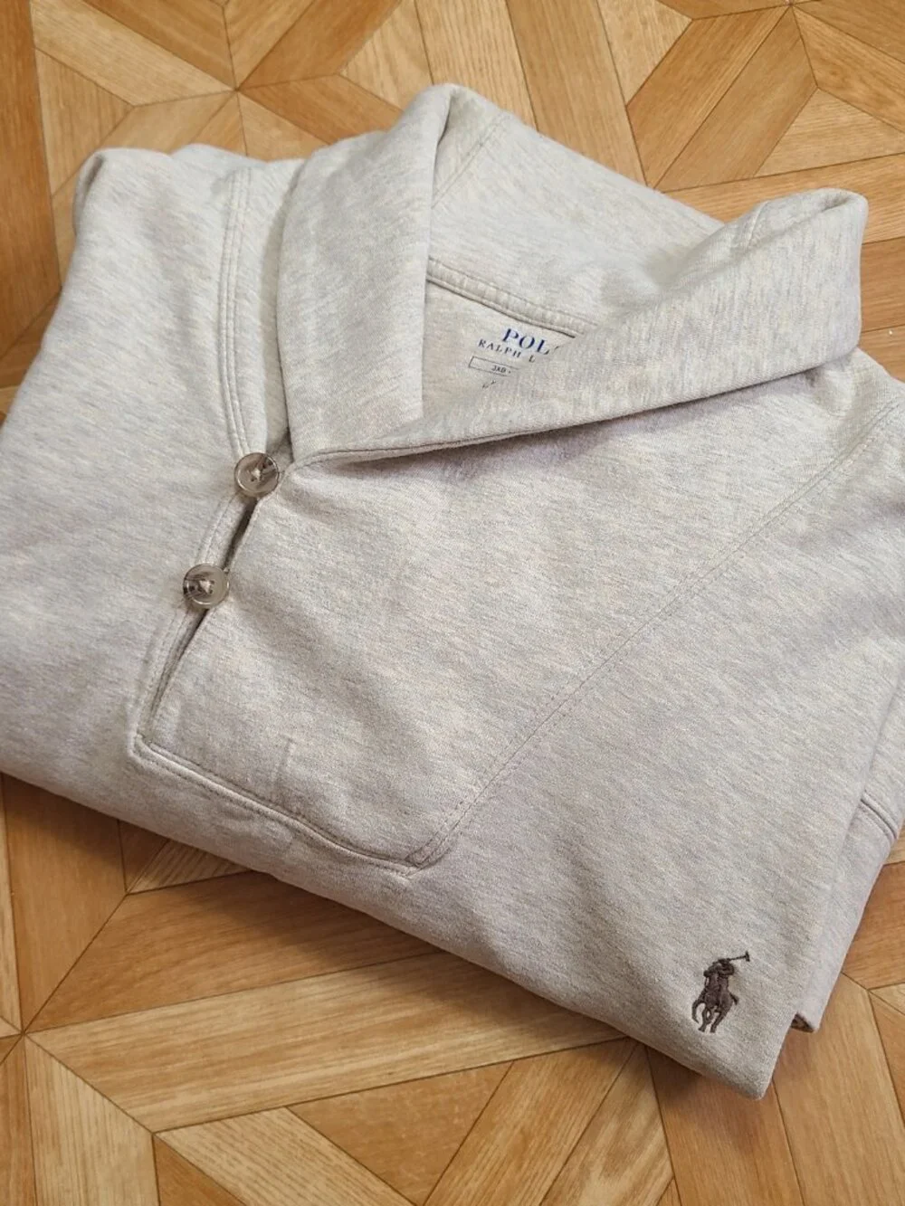 Polo Ralph Lauren Mens 3XL Shawl Collar Sweatshirt Heather Beige Pullover